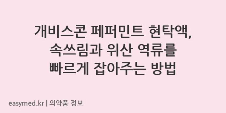개비스콘 페퍼민트 현탁액, 속쓰림과 위산 역류를 빠르게 잡아주는 방법