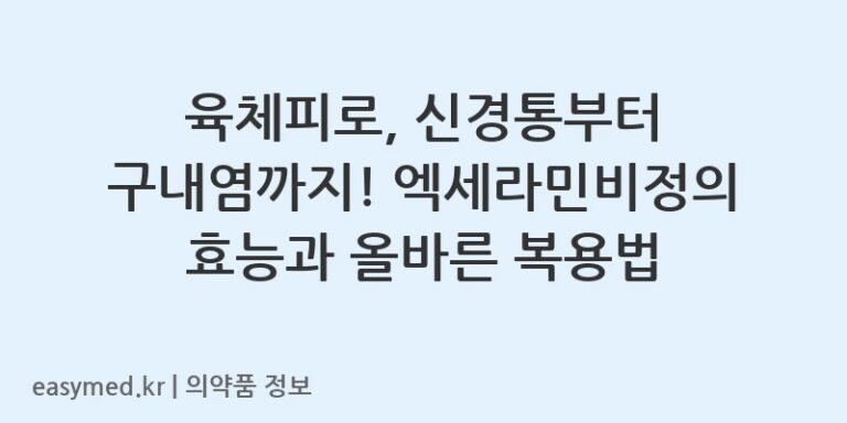 육체피로, 신경통부터 구내염까지! 엑세라민비정의 효능과 올바른 복용법