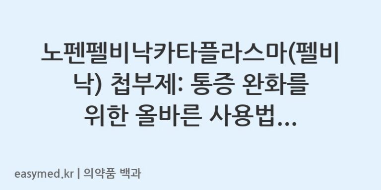 노펜펠비낙카타플라스마(펠비낙) 첩부제: 통증 완화를 위한 올바른 사용법과 주의사항