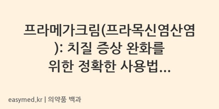 프라메가크림(프라목신염산염): 치질 증상 완화를 위한 정확한 사용법과 주의사항